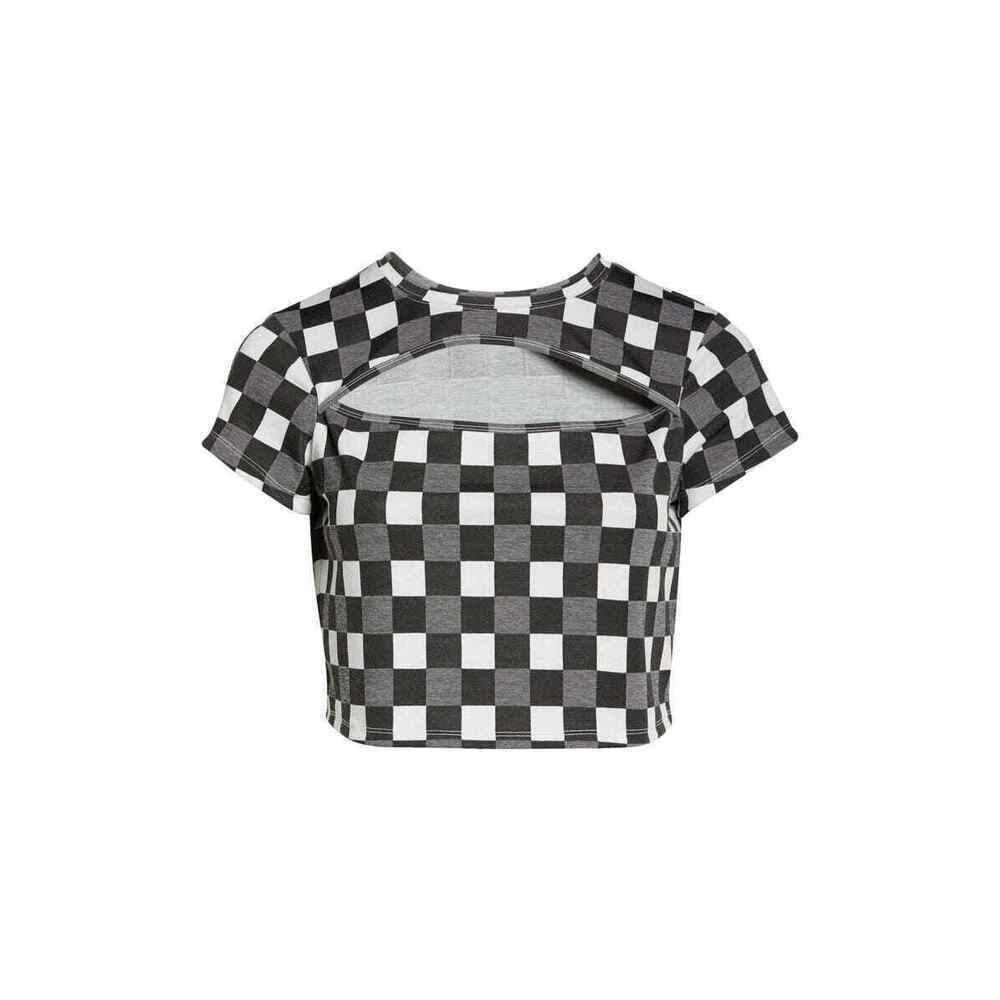 BP. Cutout Crop Tee In Black- White Gingham plus size 1X - Picture 7 of 15